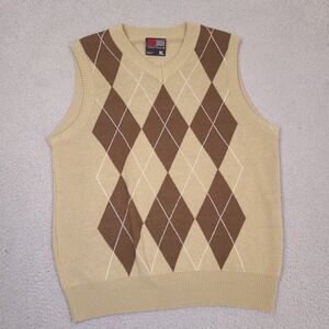 Southpole Sweater Vest Mens XL Brown Tan‎ Argyle Knit Sleeveless V Neck Pullover